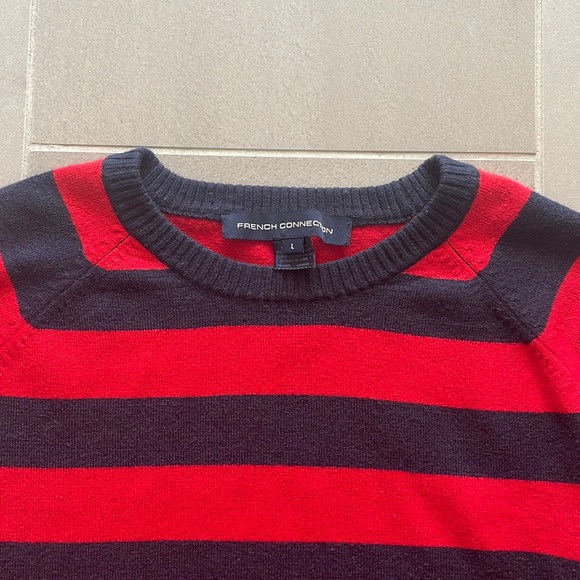 French Connection striped navy & red pullover sweater - Picture 3 of 17